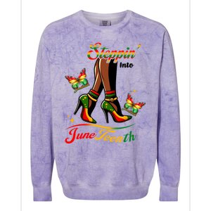 Stepping Into Junenth Black History Gift Colorblast Crewneck Sweatshirt