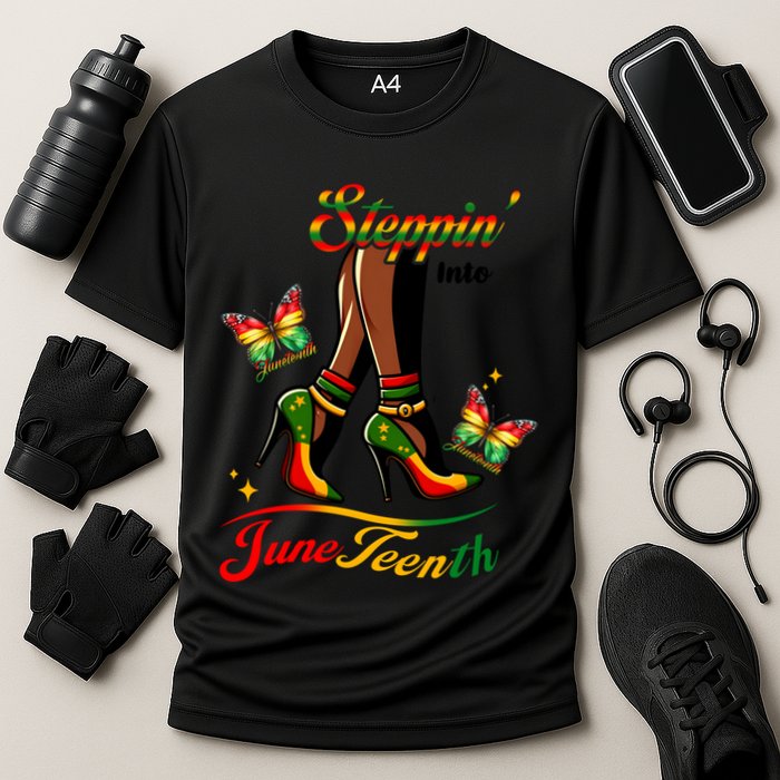 Stepping Into Junenth Black History Gift Cooling Performance Crew T-Shirt