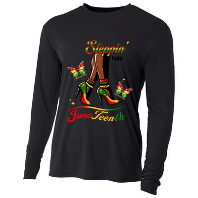 Stepping Into Junenth Black History Gift Cooling Performance Long Sleeve Crew