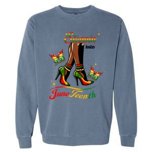 Stepping Into Junenth Black History Gift Garment-Dyed Sweatshirt