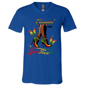 Stepping Into Junenth Black History Gift V-Neck T-Shirt