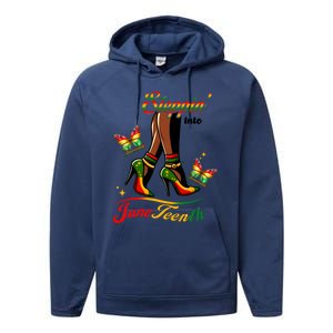 Stepping Into Junenth Black History Gift Performance Fleece Hoodie