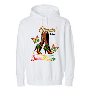 Stepping Into Junenth Black History Gift Garment-Dyed Fleece Hoodie