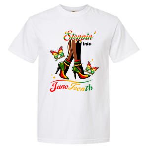 Stepping Into Junenth Black History Gift Garment-Dyed Heavyweight T-Shirt