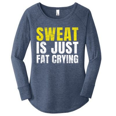 Sweat Is Just Fat Crying Funny Workout Gym Gift Cool Gift Women's Perfect Tri Tunic Long Sleeve Shirt