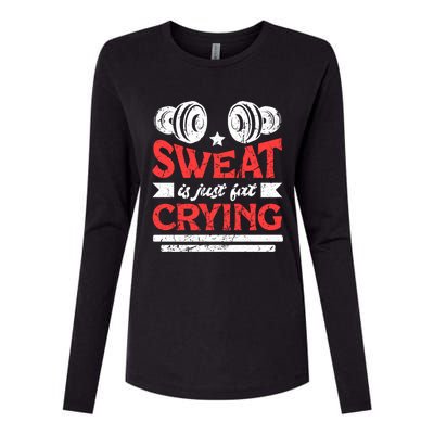 Sweat Is Just Fat Crying Grunge Gym Workout Fitness Great Gift Womens Cotton Relaxed Long Sleeve T-Shirt