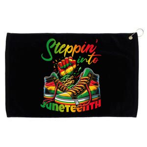 Stepping Into Juneteenth Afro Women Black Grommeted Golf Towel