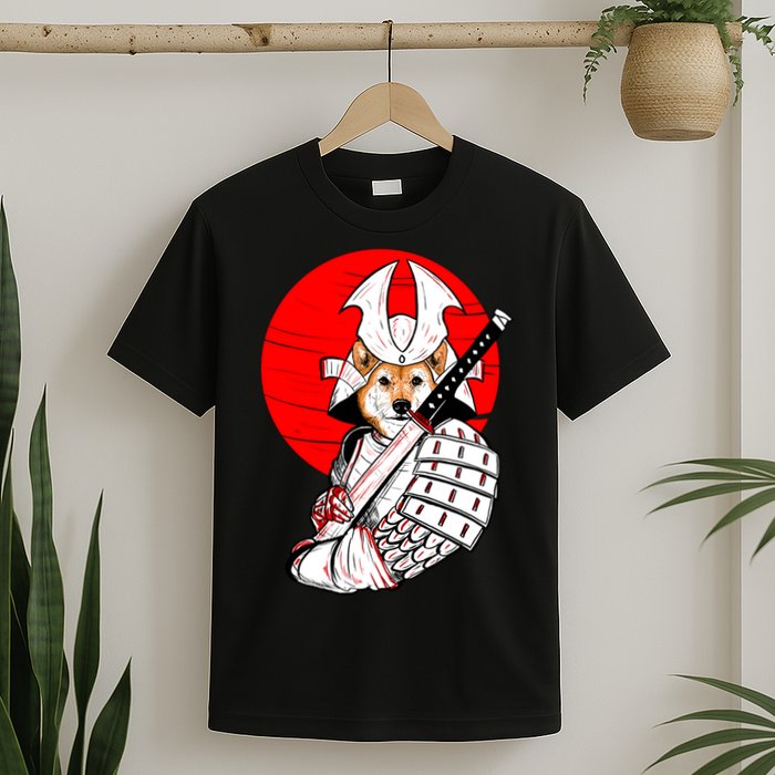 Shiba Inu Japanese Samurai Katana - Funny Dog Meme Anime  T-Shirt