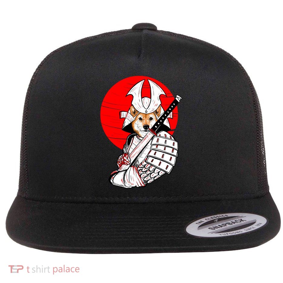 Shiba Inu Japanese Samurai Katana - Funny Dog Meme Anime  Flatbill Hat