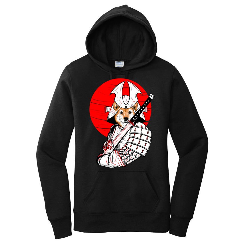 Shiba Inu Japanese Samurai Katana - Funny Dog Meme Anime  Women's Pullover Hoodie