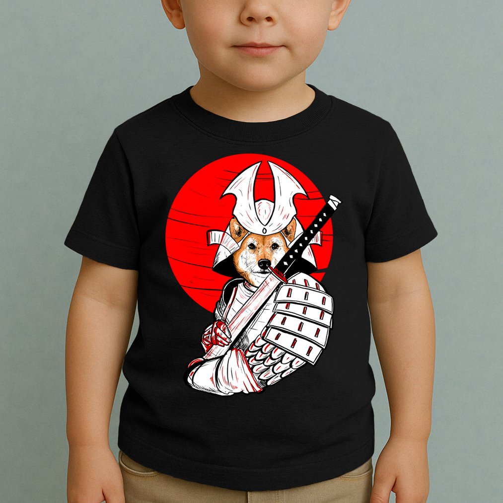 Shiba Inu Japanese Samurai Katana - Funny Dog Meme Anime  Toddler T-Shirt