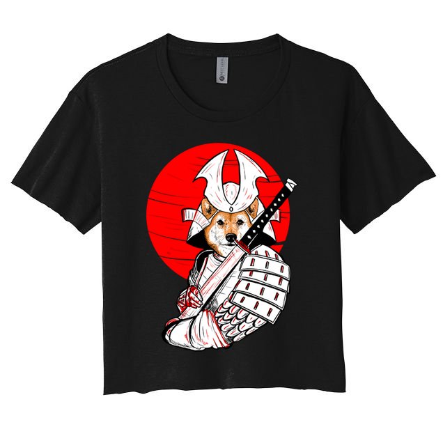 Shiba Inu Japanese Samurai Katana - Funny Dog Meme Anime  Crop Top