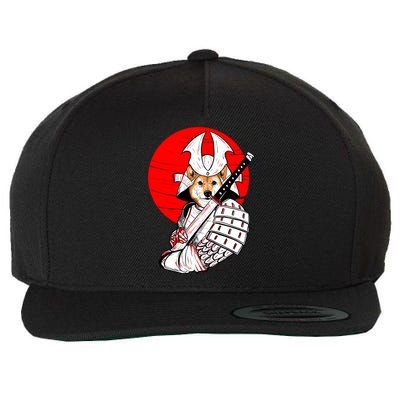 Shiba Inu Japanese Samurai Katana - Funny Dog Meme Anime  Wool Snapback Cap