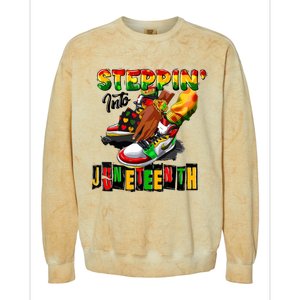 Steppin Into Juneteenth African Pride Black African Boy Colorblast Crewneck Sweatshirt