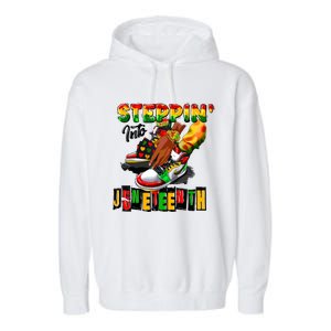 Steppin Into Juneteenth African Pride Black African Boy Garment-Dyed Fleece Hoodie