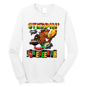 Steppin Into Juneteenth African Pride Black African Boy Long Sleeve Shirt