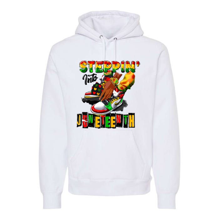 Steppin Into Juneteenth African Pride Black African Boy Premium Hoodie