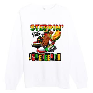 Steppin Into Juneteenth African Pride Black African Boy Premium Crewneck Sweatshirt