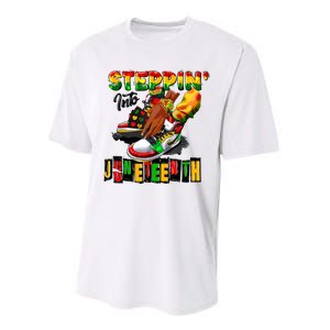 Steppin Into Juneteenth African Pride Black African Boy Performance Sprint T-Shirt