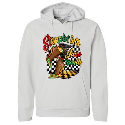 Stepping Into Juneteenth Like My Ancestors High Heel Women Performance Fleece Hoodie