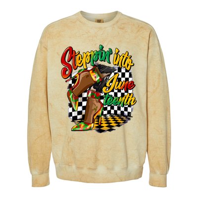 Stepping Into Juneteenth Like My Ancestors High Heel Women Colorblast Crewneck Sweatshirt