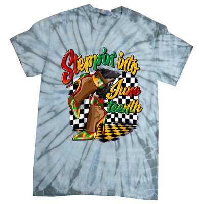 Stepping Into Juneteenth Like My Ancestors High Heel Women Tie-Dye T-Shirt