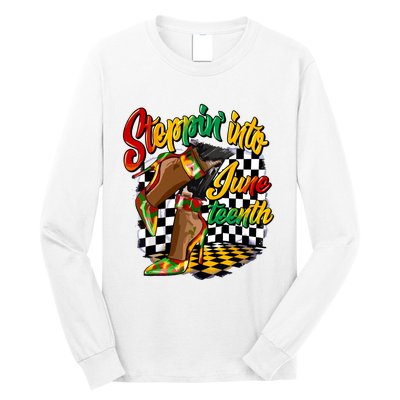 Stepping Into Juneteenth Like My Ancestors High Heel Women Long Sleeve Shirt