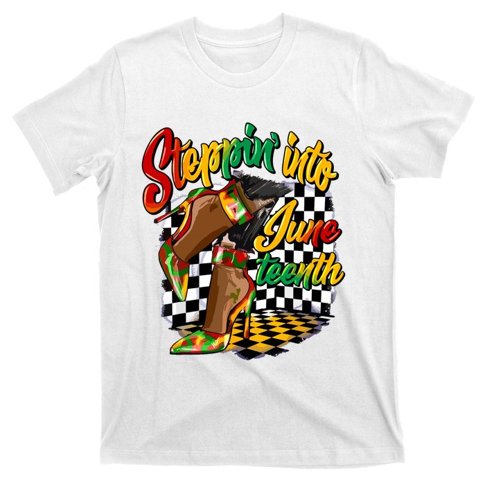 Stepping Into Juneteenth Like My Ancestors High Heel Women T-Shirt