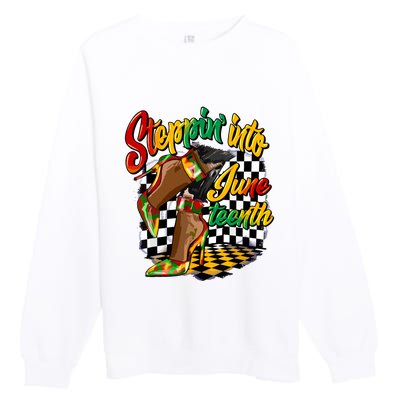 Stepping Into Juneteenth Like My Ancestors High Heel Women Premium Crewneck Sweatshirt