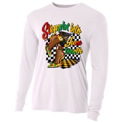 Stepping Into Juneteenth Like My Ancestors High Heel Women Cooling Performance Long Sleeve Crew