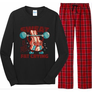 Sweat Is Just Fat Crying Working Out Bacon Lover Fitness Meaningful Gift Long Sleeve Pajama Set