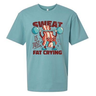 Sweat Is Just Fat Crying Working Out Bacon Lover Fitness Meaningful Gift Sueded Cloud Jersey T-Shirt