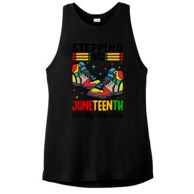 Stepping Into Junenth Like My Ancestors Shoes 1865 Gift Ladies PosiCharge Tri-Blend Wicking Tank