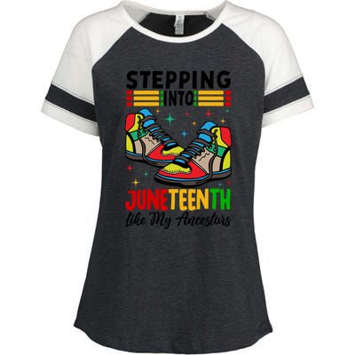 Stepping Into Junenth Like My Ancestors Shoes 1865 Gift Enza Ladies Jersey Colorblock Tee