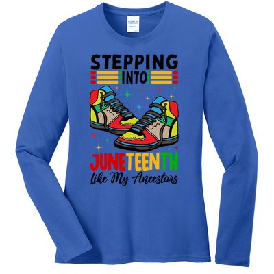 Stepping Into Junenth Like My Ancestors Shoes 1865 Gift Ladies Long Sleeve Shirt