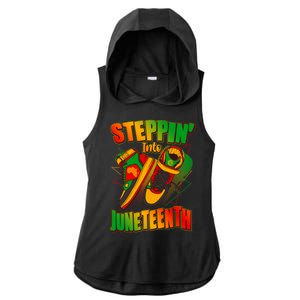 Steppin Into Juneteenth Sneaker Gym Shoes Celebrate Juneteenth Ladies PosiCharge Tri-Blend Wicking Draft Hoodie Tank