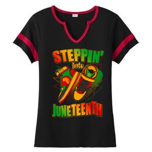 Steppin Into Juneteenth Sneaker Gym Shoes Celebrate Juneteenth Ladies Halftime Notch Neck Tee