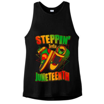 Steppin Into Juneteenth Sneaker Gym Shoes Celebrate Juneteenth Ladies PosiCharge Tri-Blend Wicking Tank