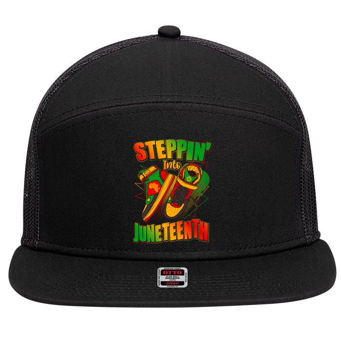 Steppin Into Juneteenth Sneaker Gym Shoes Celebrate Juneteenth 7 Panel Mesh Trucker Snapback Hat
