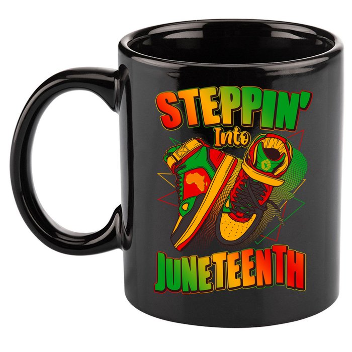 Steppin Into Juneteenth Sneaker Gym Shoes Celebrate Juneteenth 11oz C Handle Ceramic Mug
