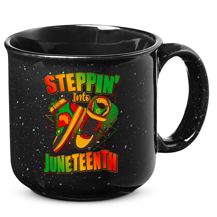 Steppin Into Juneteenth Sneaker Gym Shoes Celebrate Juneteenth 15oz Campfire Ceramic Mug