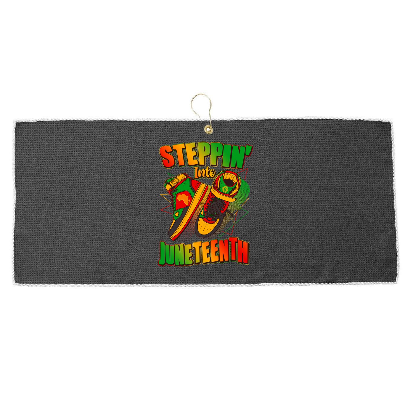 Steppin Into Juneteenth Sneaker Gym Shoes Celebrate Juneteenth Large Microfiber Waffle Golf Towel
