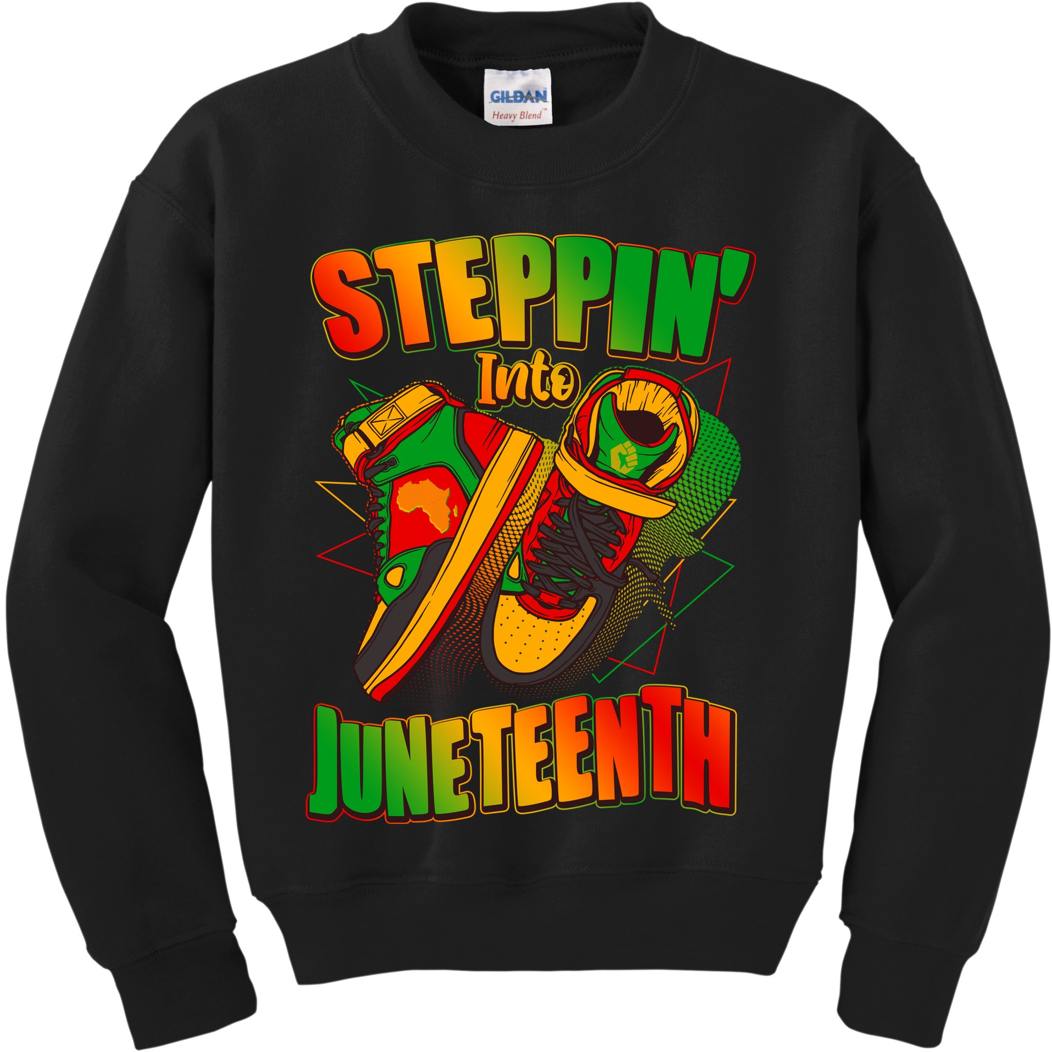 Steppin Into Juneteenth Sneaker Gym Shoes Celebrate Juneteenth Kids Sweatshirt