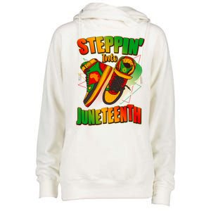 Steppin Into Juneteenth Sneaker Gym Shoes Celebrate Juneteenth Womens Funnel Neck Pullover Hood