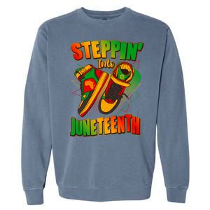 Steppin Into Juneteenth Sneaker Gym Shoes Celebrate Juneteenth Garment-Dyed Sweatshirt