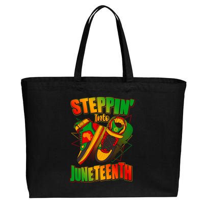 Steppin Into Juneteenth Sneaker Gym Shoes Celebrate Juneteenth Cotton Canvas Jumbo Tote