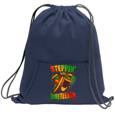 Steppin Into Juneteenth Sneaker Gym Shoes Celebrate Juneteenth Sweatshirt Cinch Pack Bag