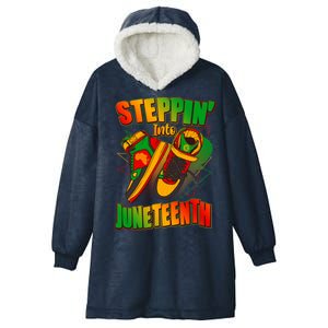 Steppin Into Juneteenth Sneaker Gym Shoes Celebrate Juneteenth Hooded Wearable Blanket