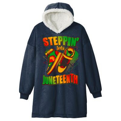 Steppin Into Juneteenth Sneaker Gym Shoes Celebrate Juneteenth Hooded Wearable Blanket