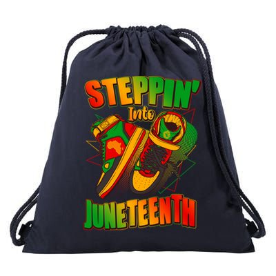 Steppin Into Juneteenth Sneaker Gym Shoes Celebrate Juneteenth Drawstring Bag